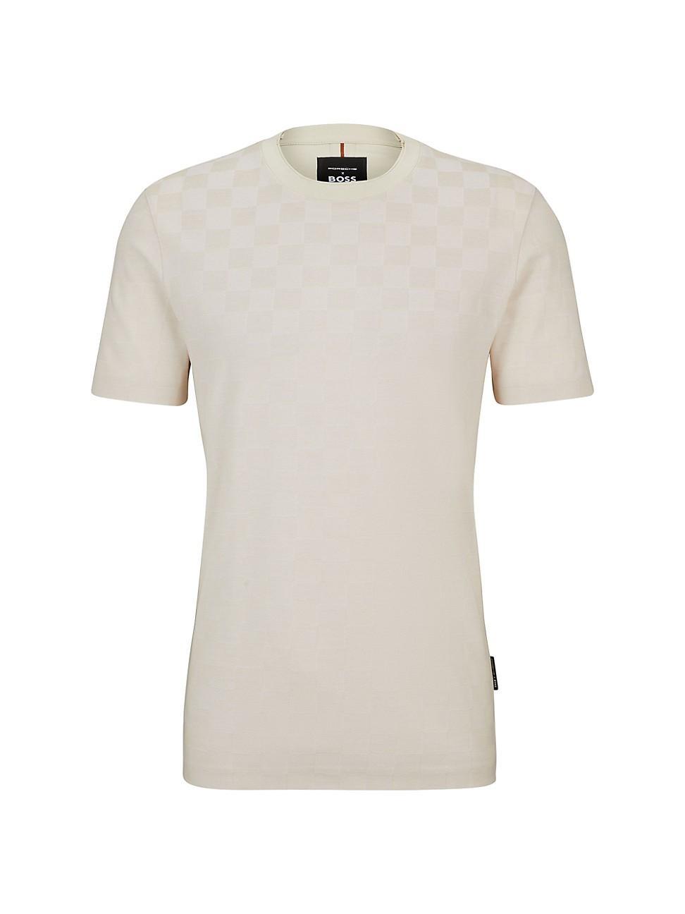 Mens Porsche x BOSS Mercerized-Cotton T-Shirt with Check Jacquard Product Image