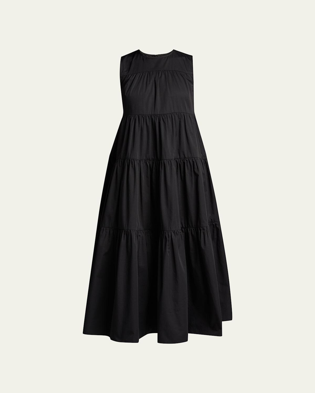 Womens Essentials Sleeveless Tiered Poplin Midi Dress Product Image