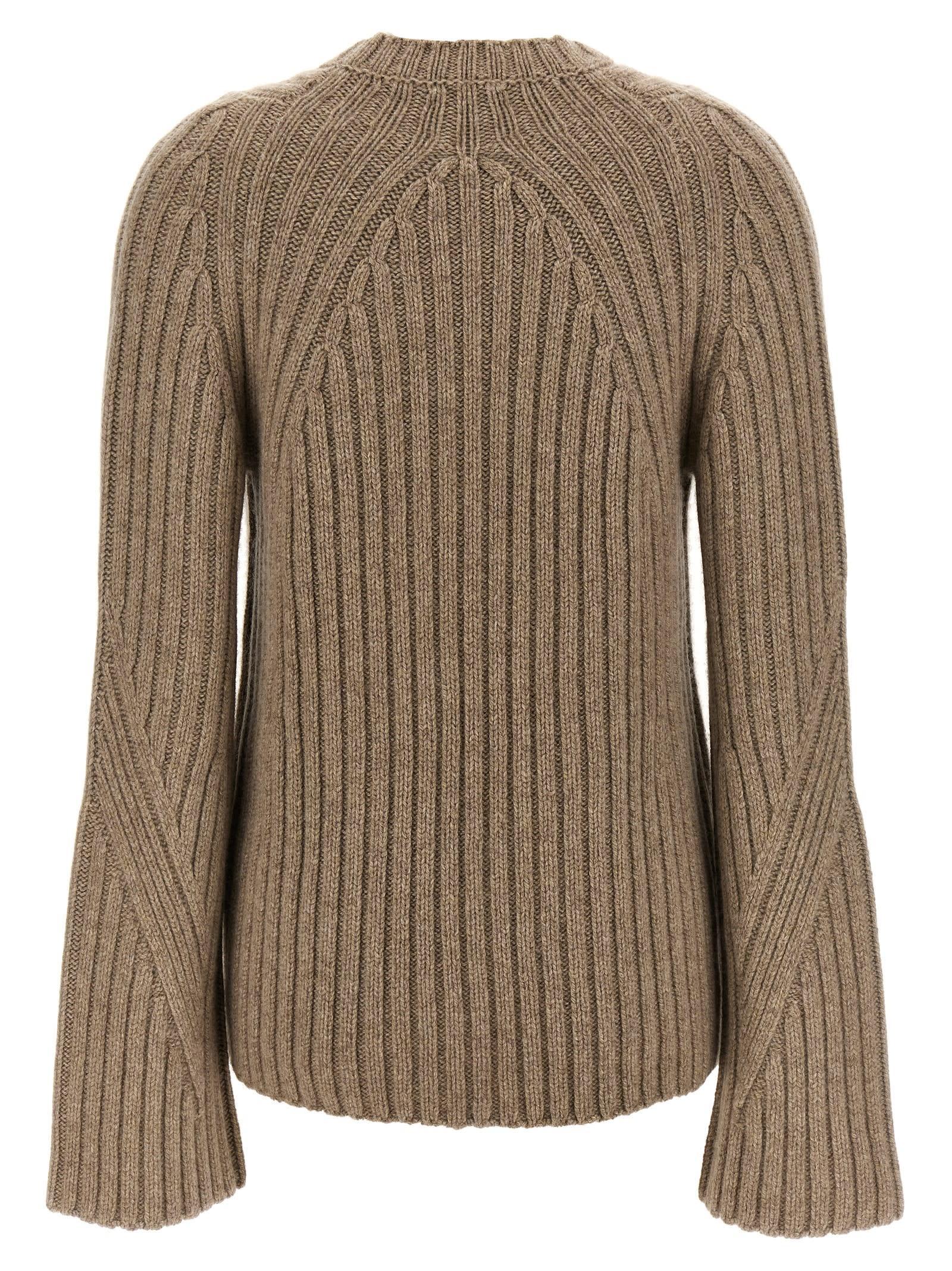 'calvin' Cable Knit Crew Neck Sweater In Beige Product Image