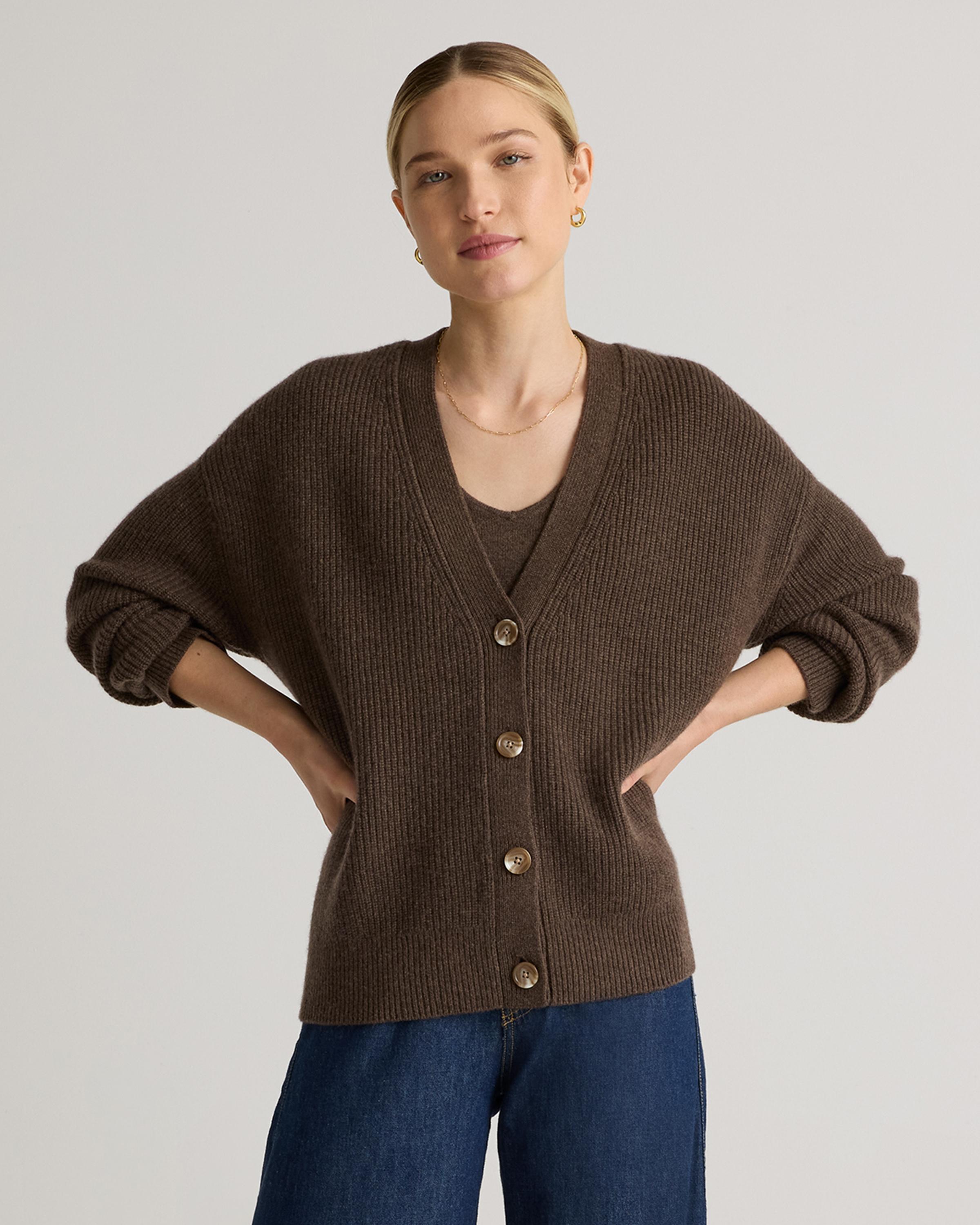 Mongolian Cashmere Fisherman Cropped Cardigan Sweater Product Image