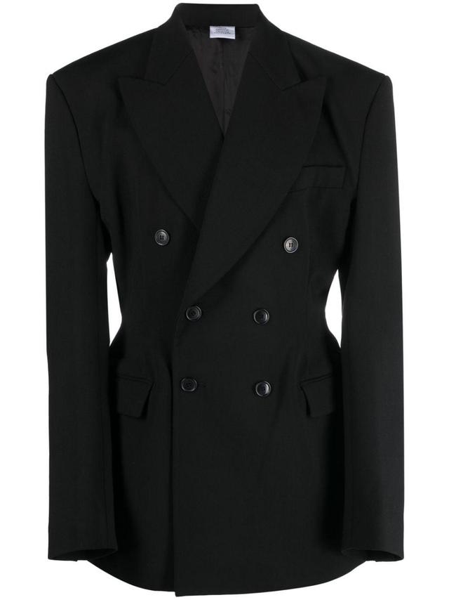 Double-breasted Peak-lapels Blazer In Black Product Image