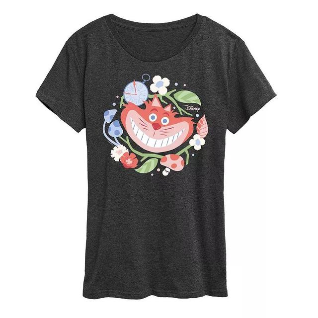 Disneys Alice in Wonderland Cheshire Cat Womens Circle Graphic Tee Blue Product Image