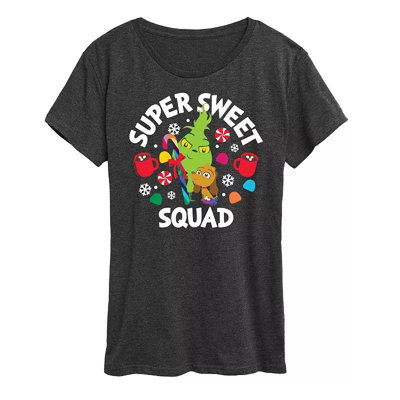 Womens Dr. Seuss Little Grinch Super Sweet Squad Graphic Tee, Girls Grey Heather Product Image