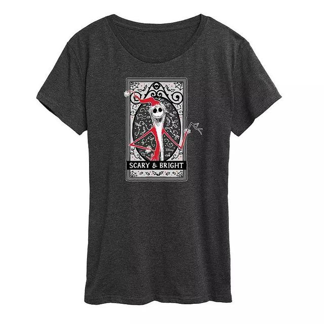 Disneys Nightmare Before Christmas Womens Scary And Bright Graphic Tee, Girls Heather Grey Product Image