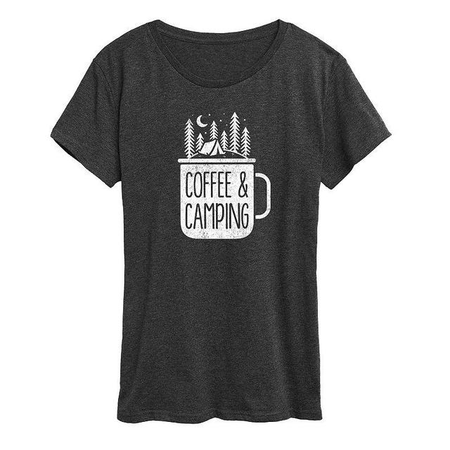 Womens Coffee And Camping Graphic Tee, Girls Product Image