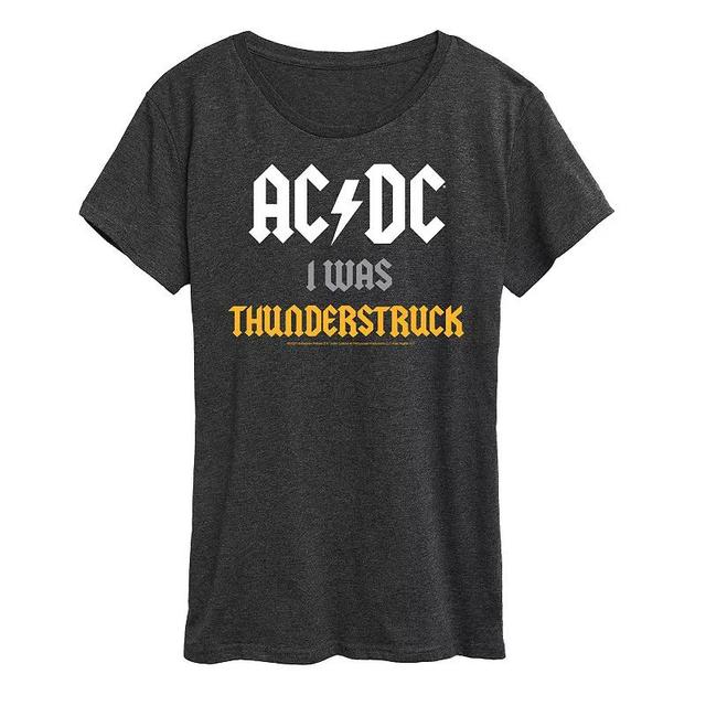 Womens ACDC I Was Thunderstruck Graphic Tee, Girls Blue Product Image