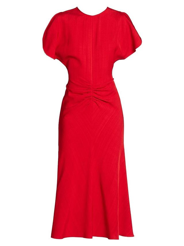 Womens Gathered Waist Midi-Dress Product Image