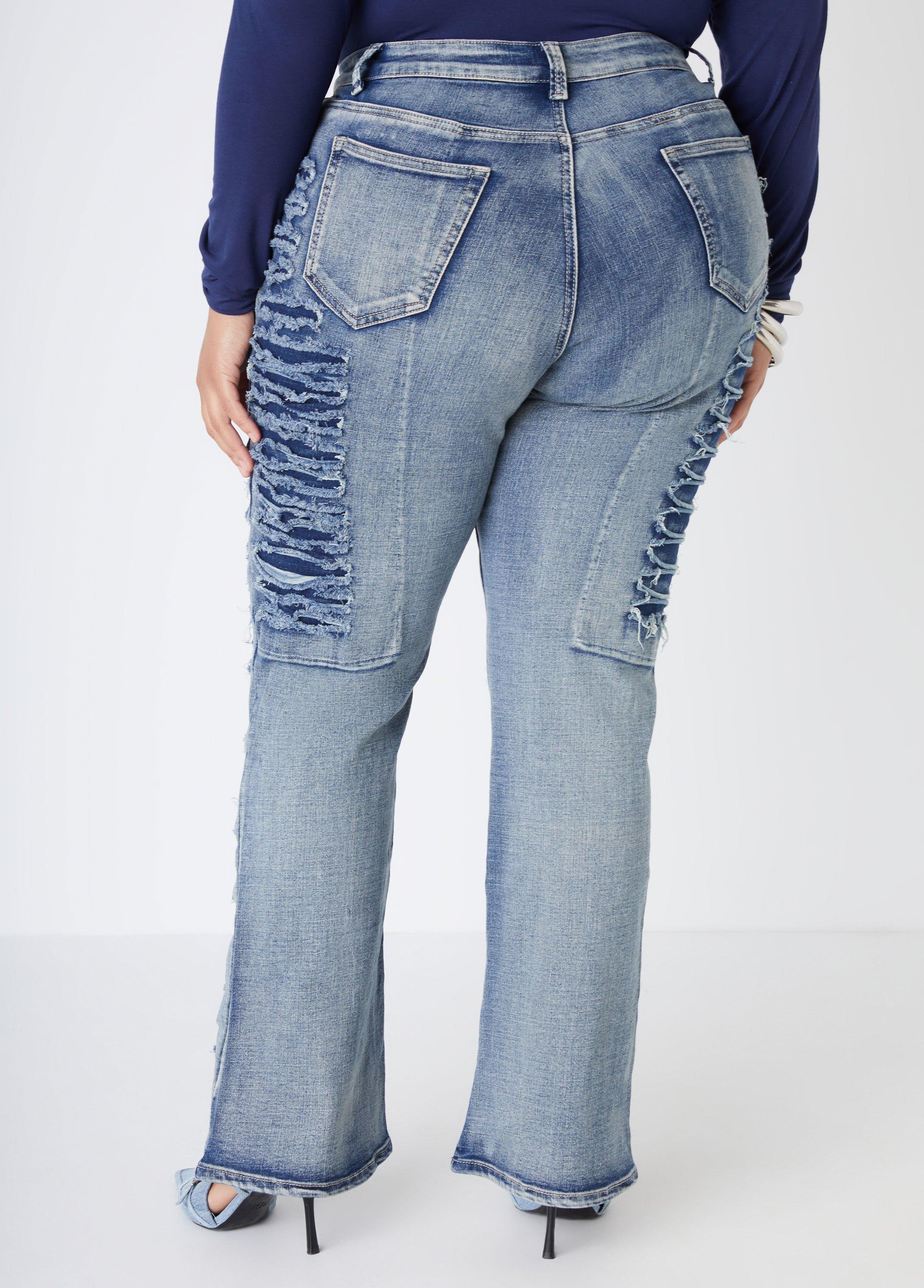 Layered Distressed Bootcut Jeans Product Image