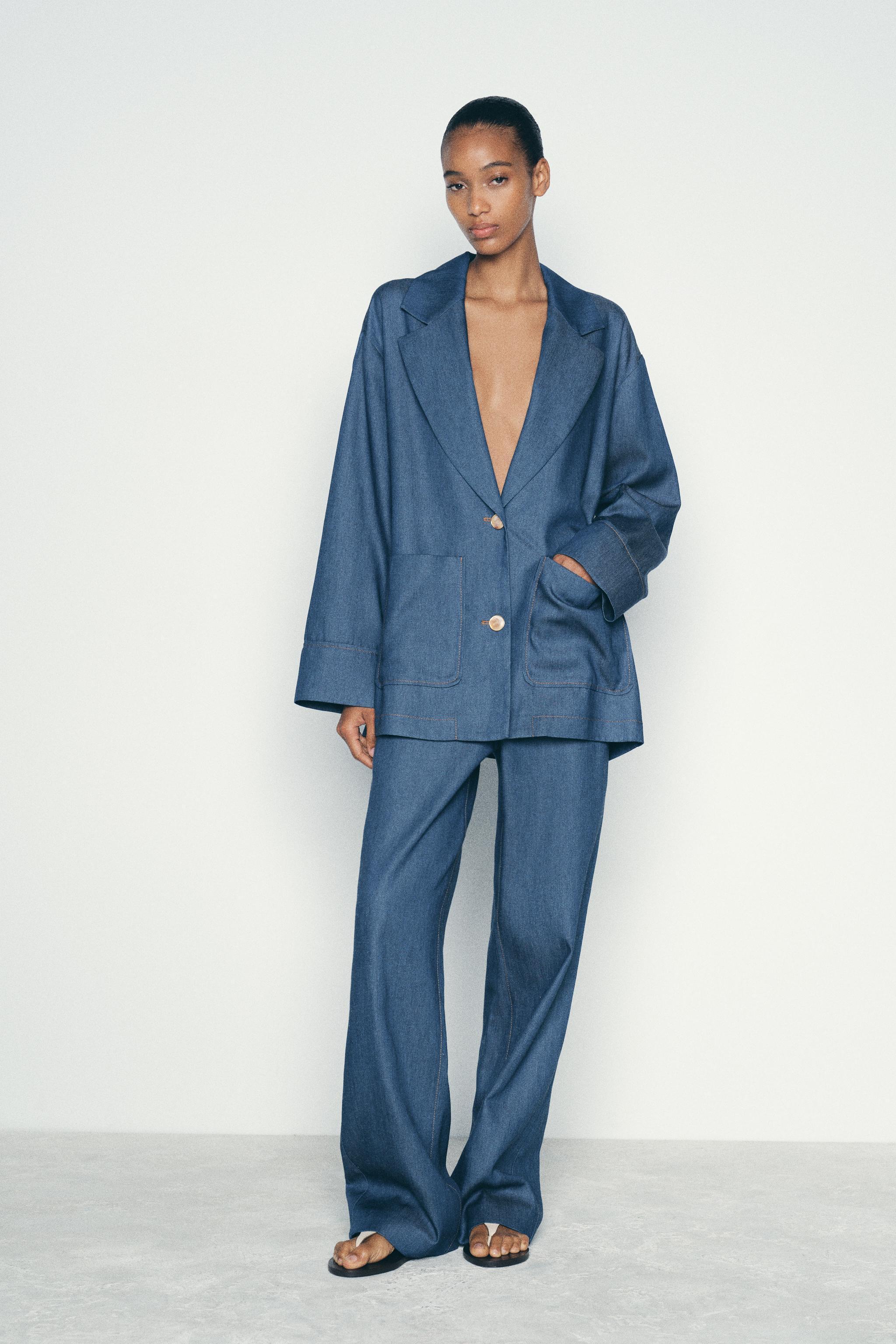 DENIM EFFECT OVERSIZED BLAZER product image