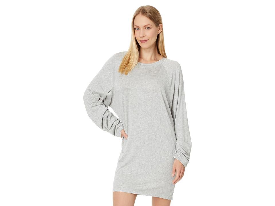 Norma Kamali Oversized Raglan Sleeve Mini Dress (Light Grey) Women's Dress Product Image