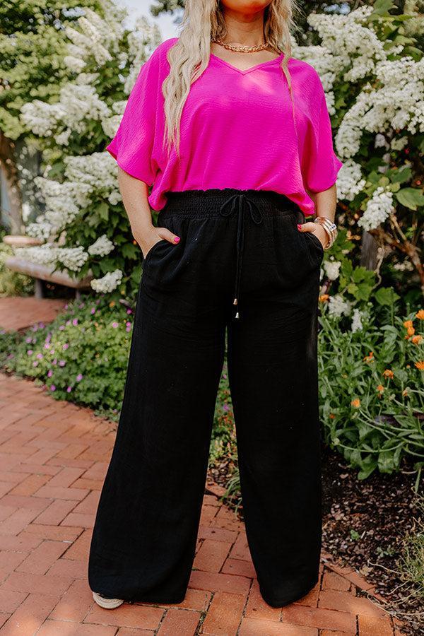 The Araceli High Waist Linen-Blend Pants in Black Curves Product Image