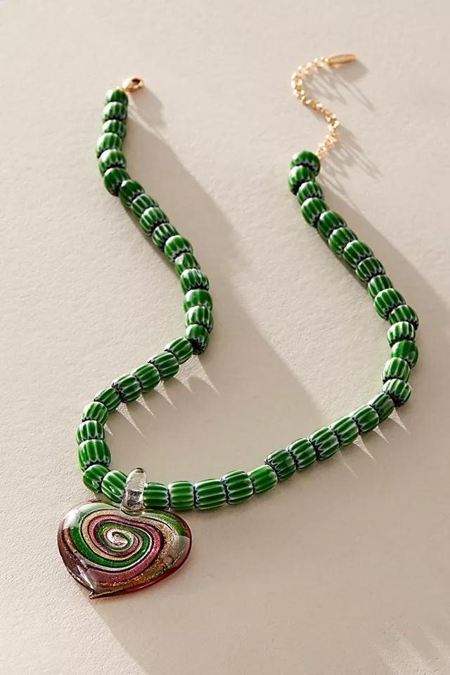 Beaded Glass Pendant Necklace Product Image