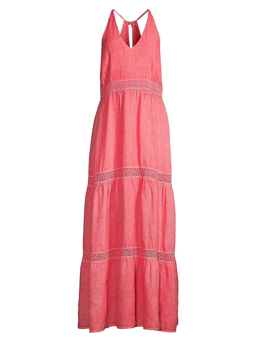 Womens Resort Linen Tiered Halter Maxi Dress Product Image