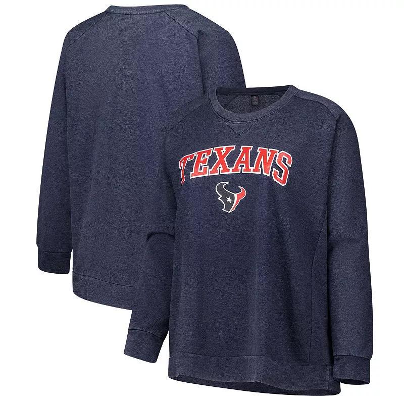 Womens Fanatics Houston Texans Acid Wash Raglan Pullover Sweatshirt Blue Product Image