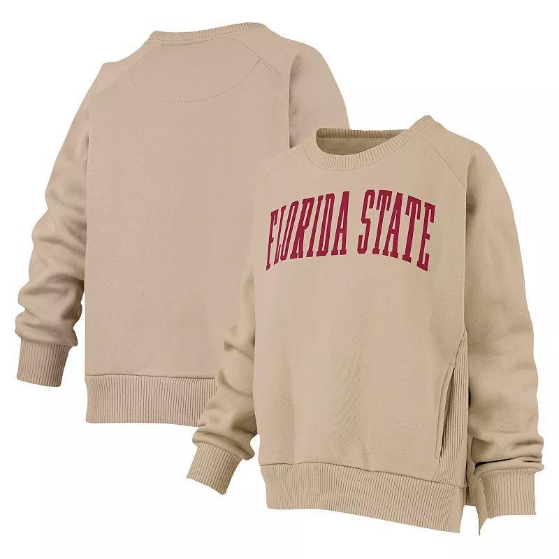 Womens Pressbox Khaki Florida State Seminoles Pocketed Raglan Pullover Sweatshirt Product Image