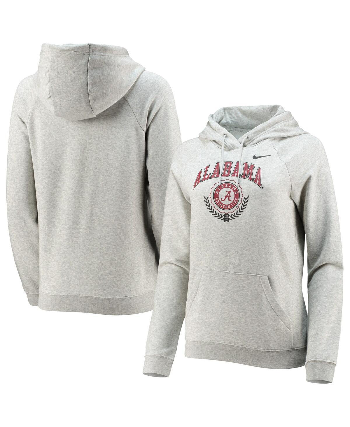 Womens Nike Heathered Gray Alabama Crimson Tide Varsity Fleece Tri-Blend Raglan Pullover Hoodie Product Image