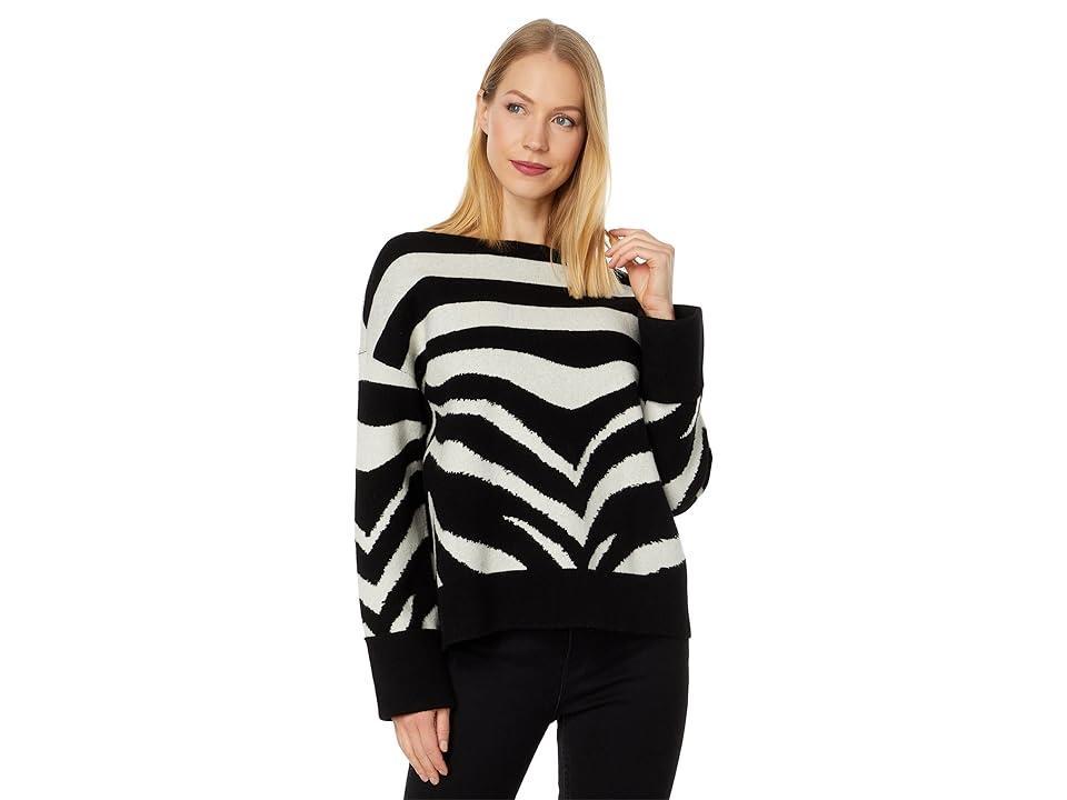 Kate Spade New York Bold Zebra Sweater (Black) Women's Clothing Product Image