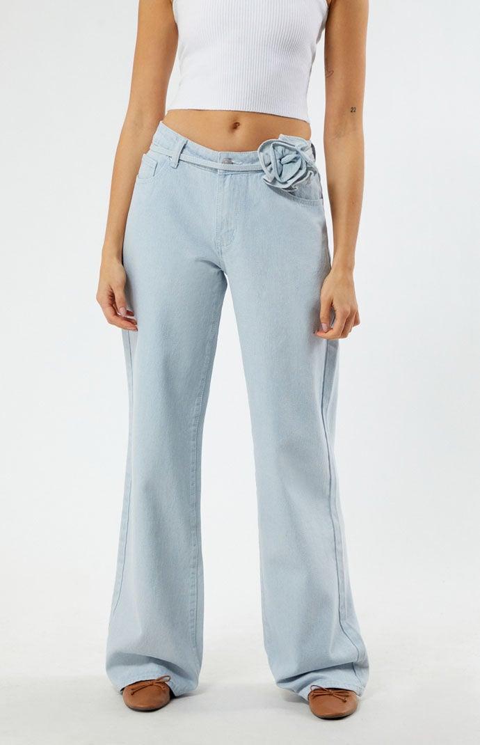 Womens Rose Belted Low Rise Baggy Jeans - product image