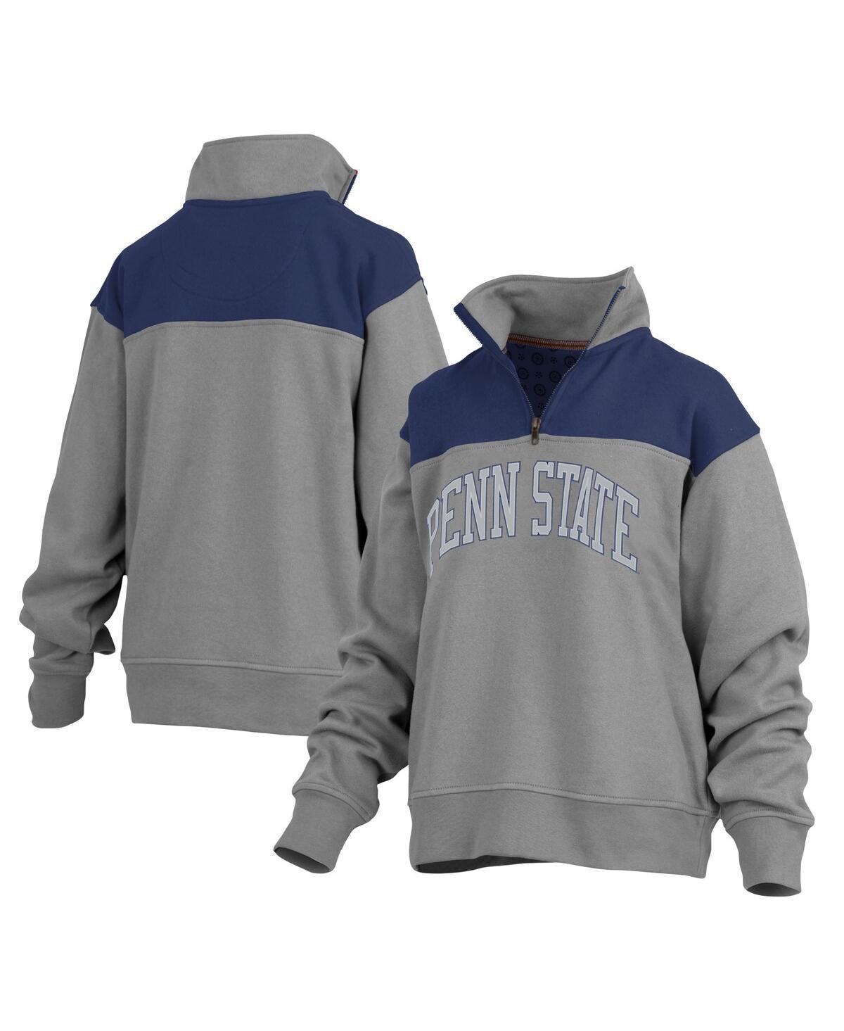 Womens Pressbox Gray West Virginia Mountaineers Avon Fleece Quarter-Zip Jacket Product Image