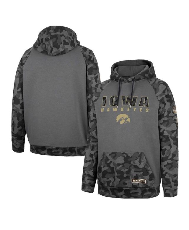 Mens Colosseum Charcoal Indiana Hoosiers Oht Military-Inspired Appreciation Camo Stack Raglan Pullover Hoodie Product Image