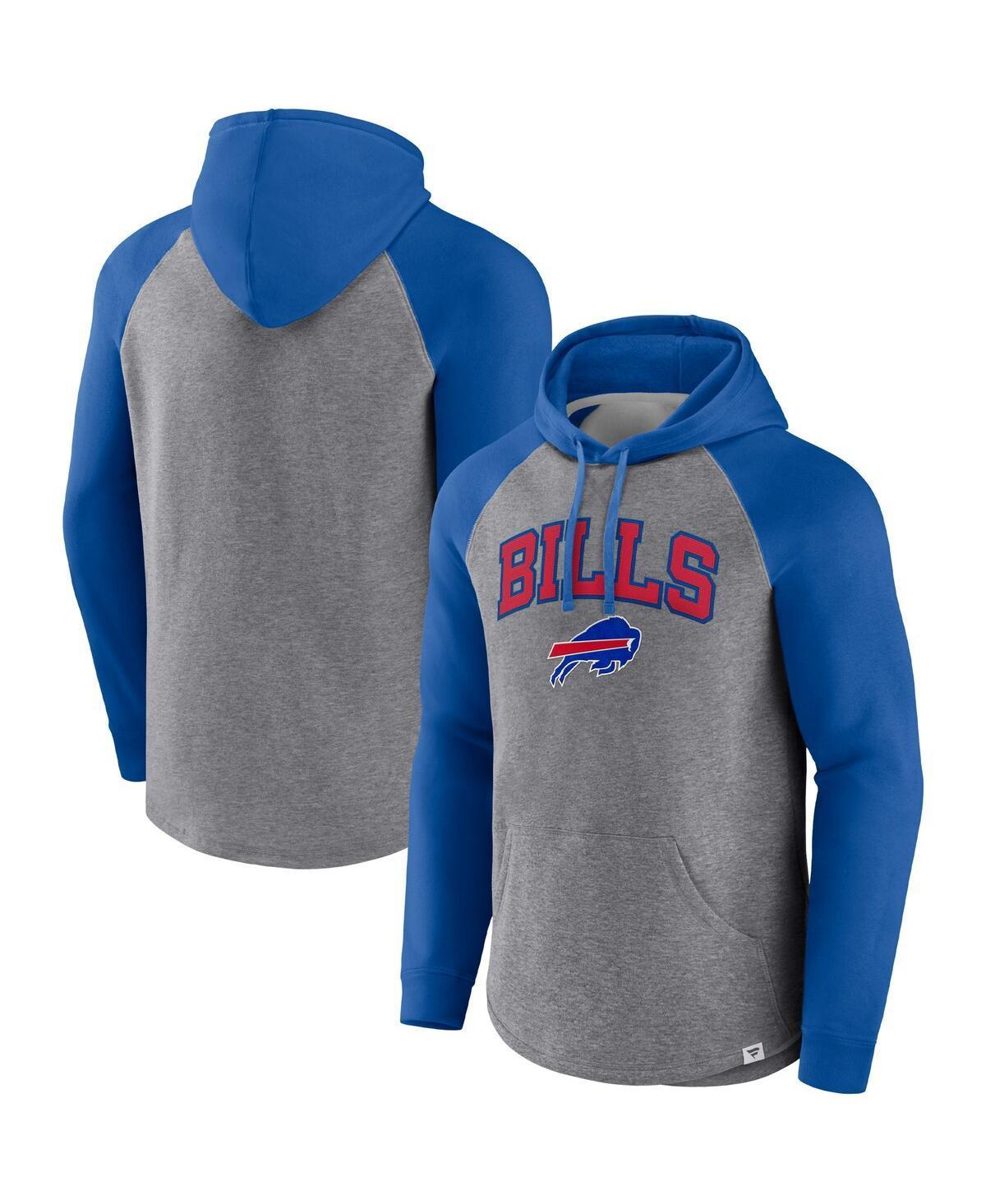 Mens Fanatics Branded Heathered Gray/Royal Buffalo Bills By Design Raglan Pullover Hoodie Product Image