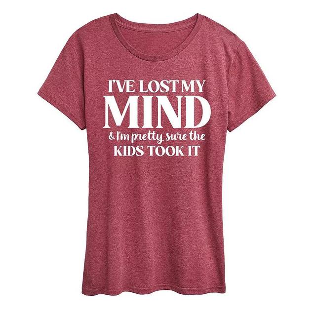 Womens Ive Lost My Mind Graphic Tee, Girls Grey Wine Product Image