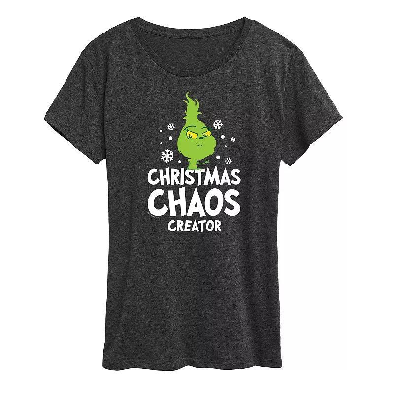 Womens Dr. Seuss Little Grinch Chaos Creator Graphic Tee, Girls Grey Heather Product Image