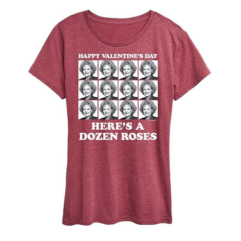 Womens Golden Girls Happy Valentines Day Roses Graphic Tee, Girls Heather Grey Product Image