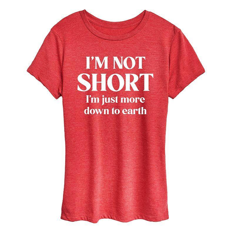 Womens Not Short Just Down To Earth Graphic Tee, Girls Grey Red Product Image