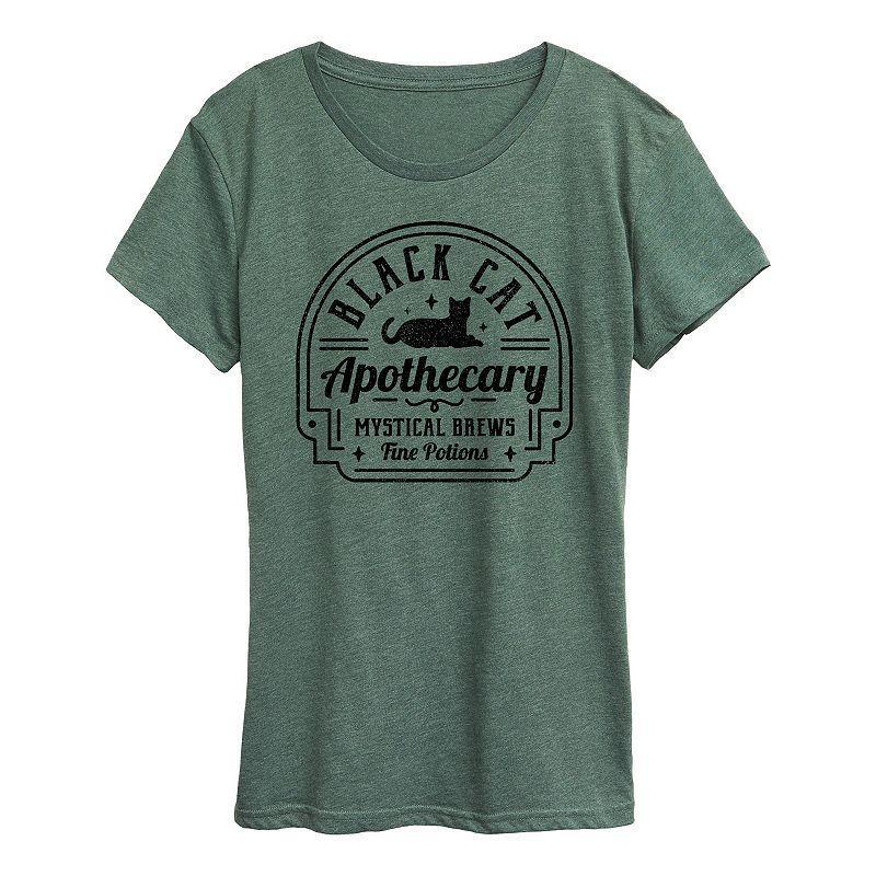 Womens Black Cat Apothecary Sign Halloween Tee, Girls Product Image