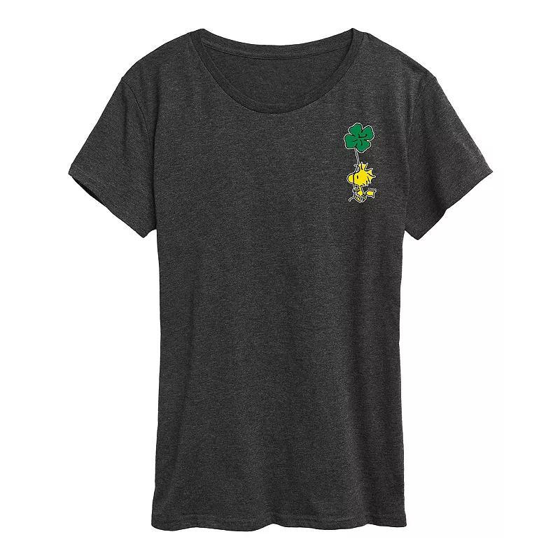 Womens Peanuts Woodstock Clover Graphic Tee Grey Gray Product Image