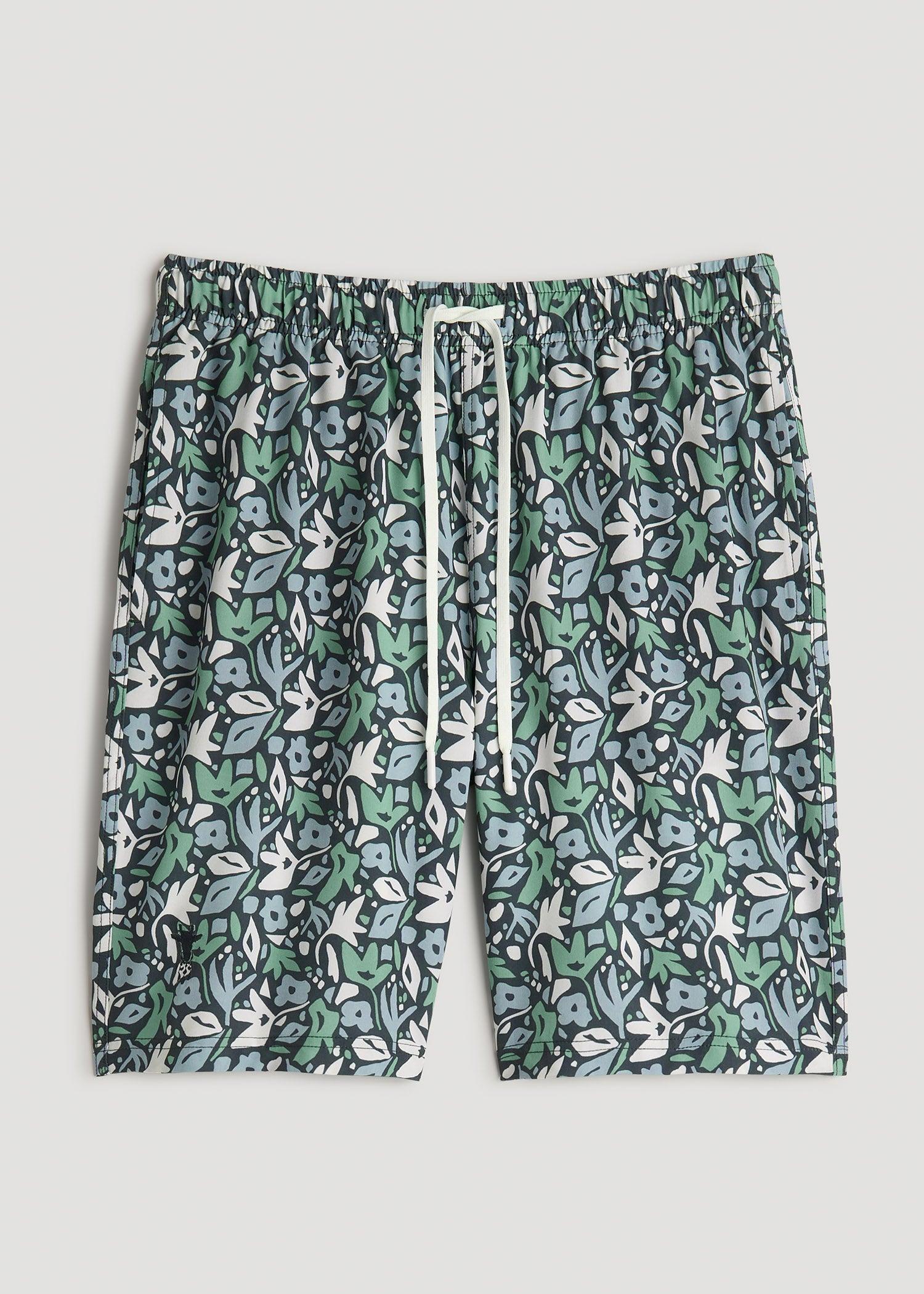 Volley Swim Shorts for Tall Men in Green Floral Male Product Image