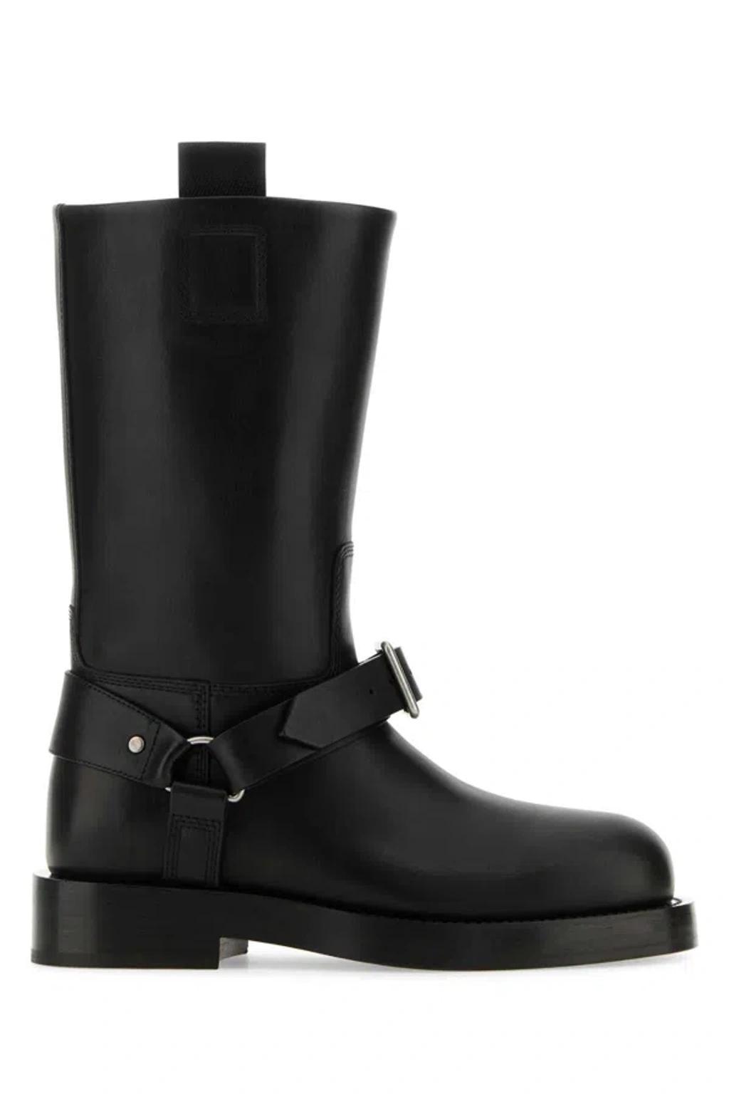 BURBERRY Elegant Black Leather Saddle Boots For Women product image