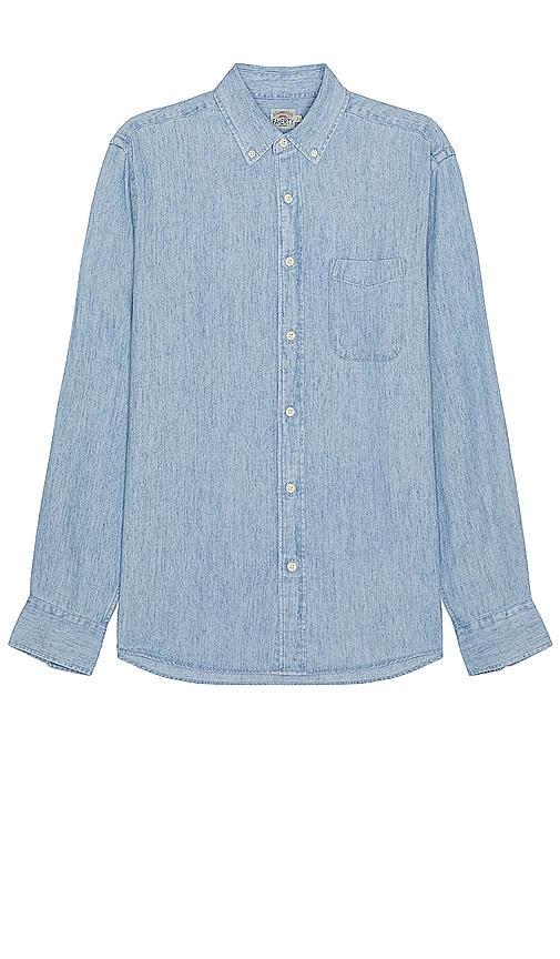 Faherty The Tried And True Chambray Shirt in Blue. Product Image