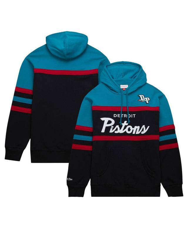 Mens Mitchell & Ness Black/Teal Detroit Pistons Head Coach Pullover Hoodie Product Image