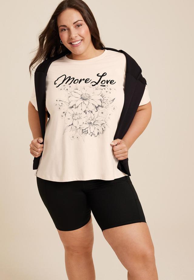 Maurices 1X Plus Size Womens More Love Oversized Fit Graphic Tee Beige Product Image