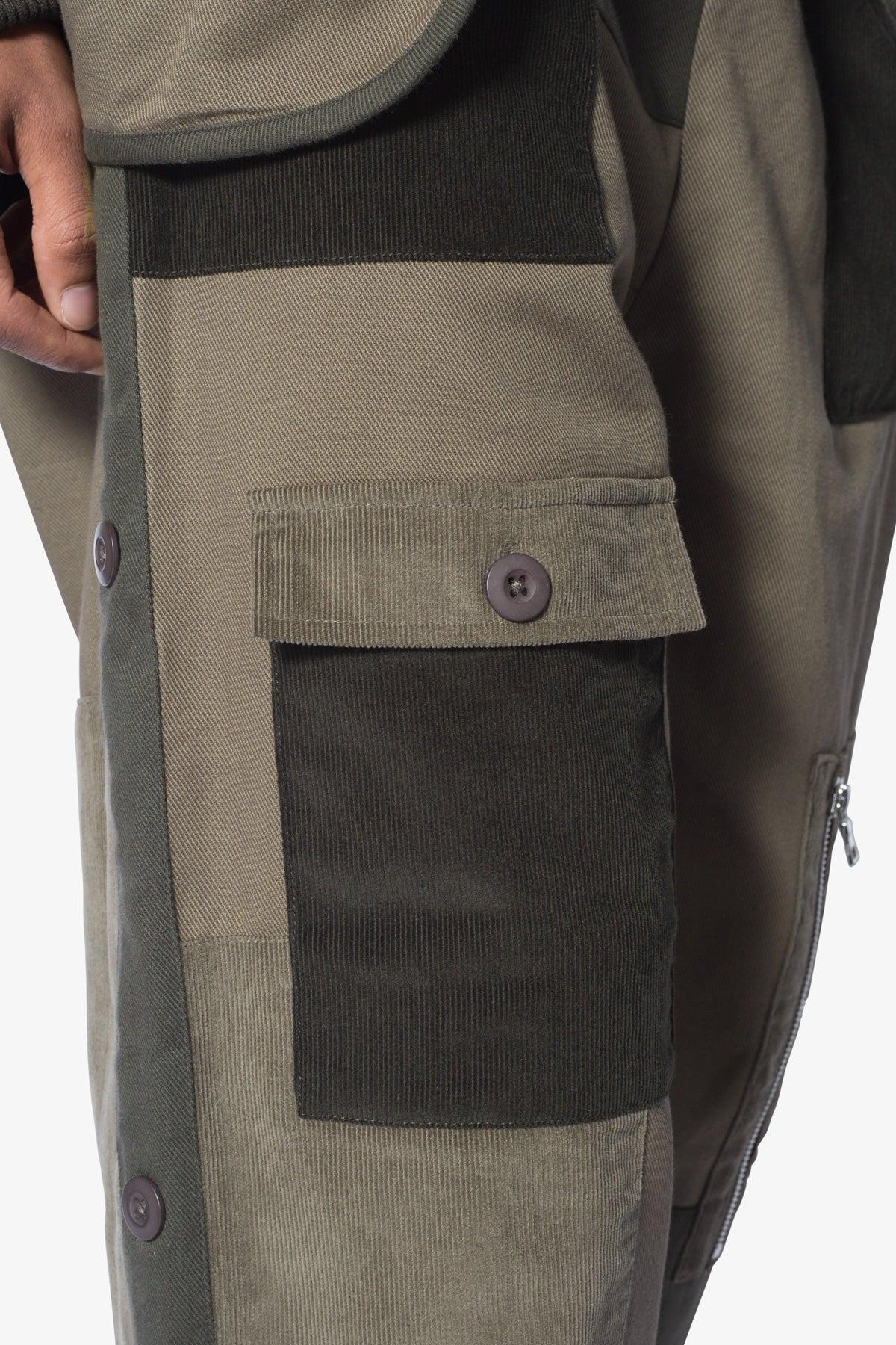 Dual Patchwork Cargo Pants - Olive Product Image