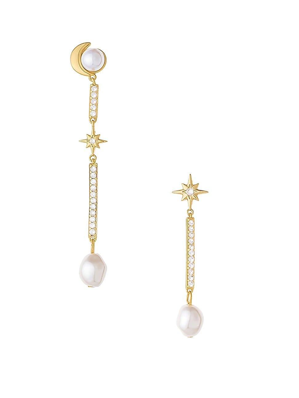 Ettika Mismatched Imitation Pearl Drop Earrings Product Image