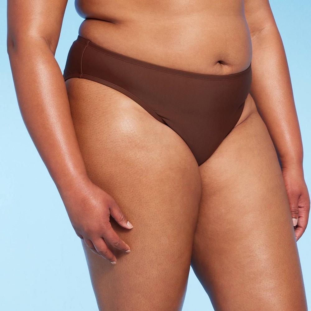 Womens High Leg Extra Cheeky Bikini Bottom - Wild Fable Brown 1X Product Image