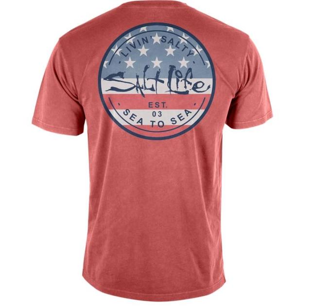 Salt Life® Men's S/S Mineral Red Sea Stars & Stripes Pocket T-Shirt Product Image