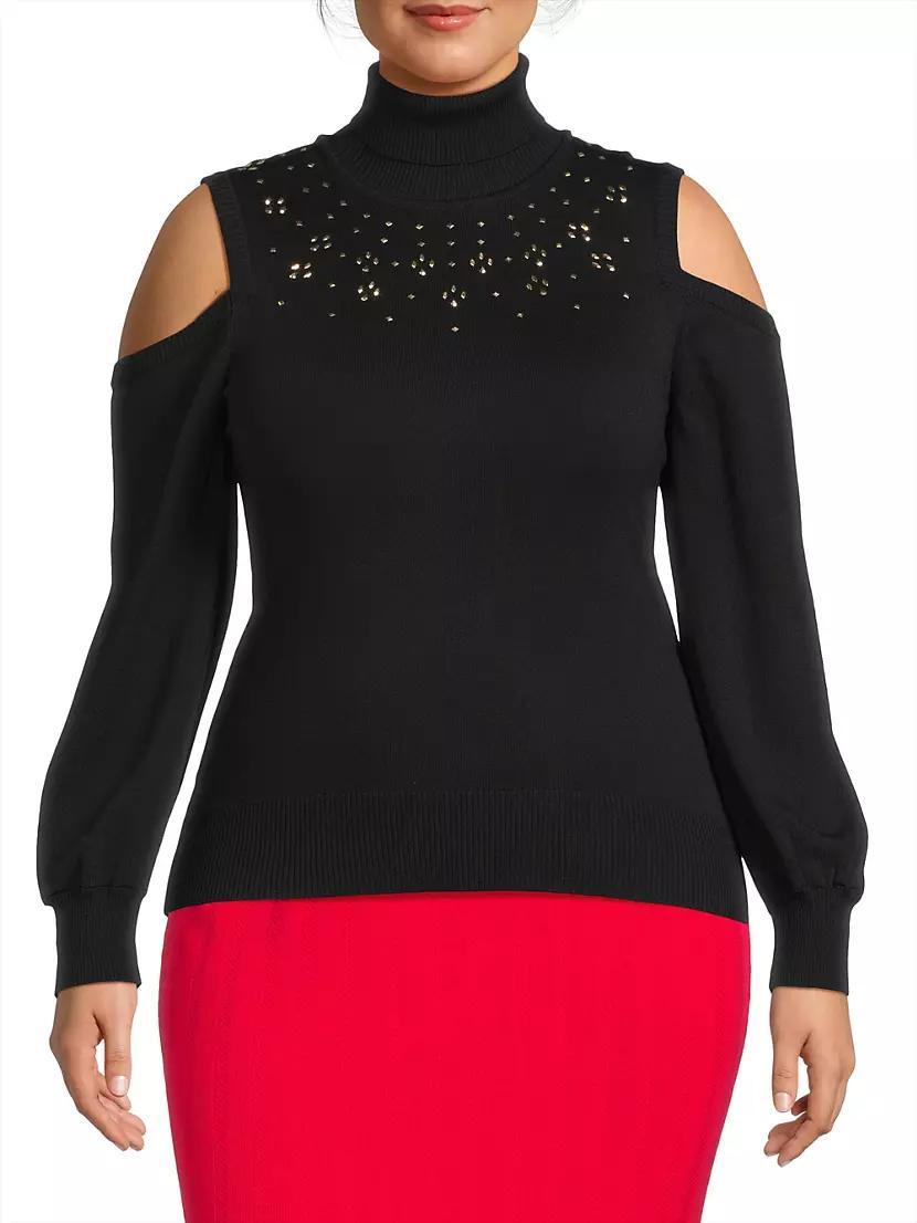 Studded Cold-Shoulder Sweater Product Image