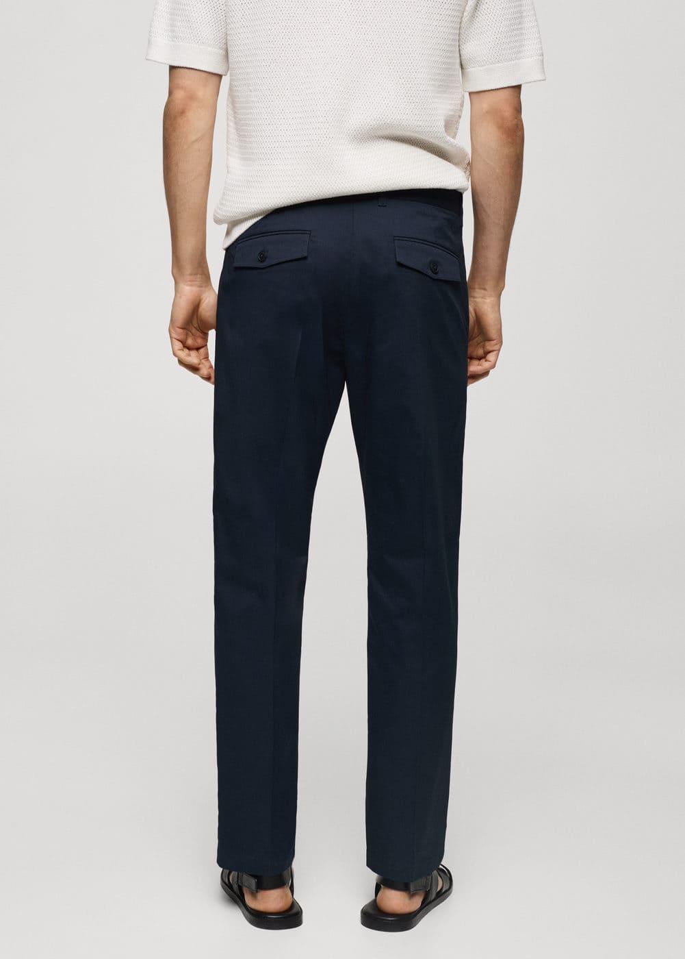 Mango Mens Regular Fit Structure Cotton Trousers Product Image