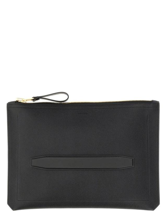 TOM FORD Debossed-logo Leather Laptop Case In Black Product Image