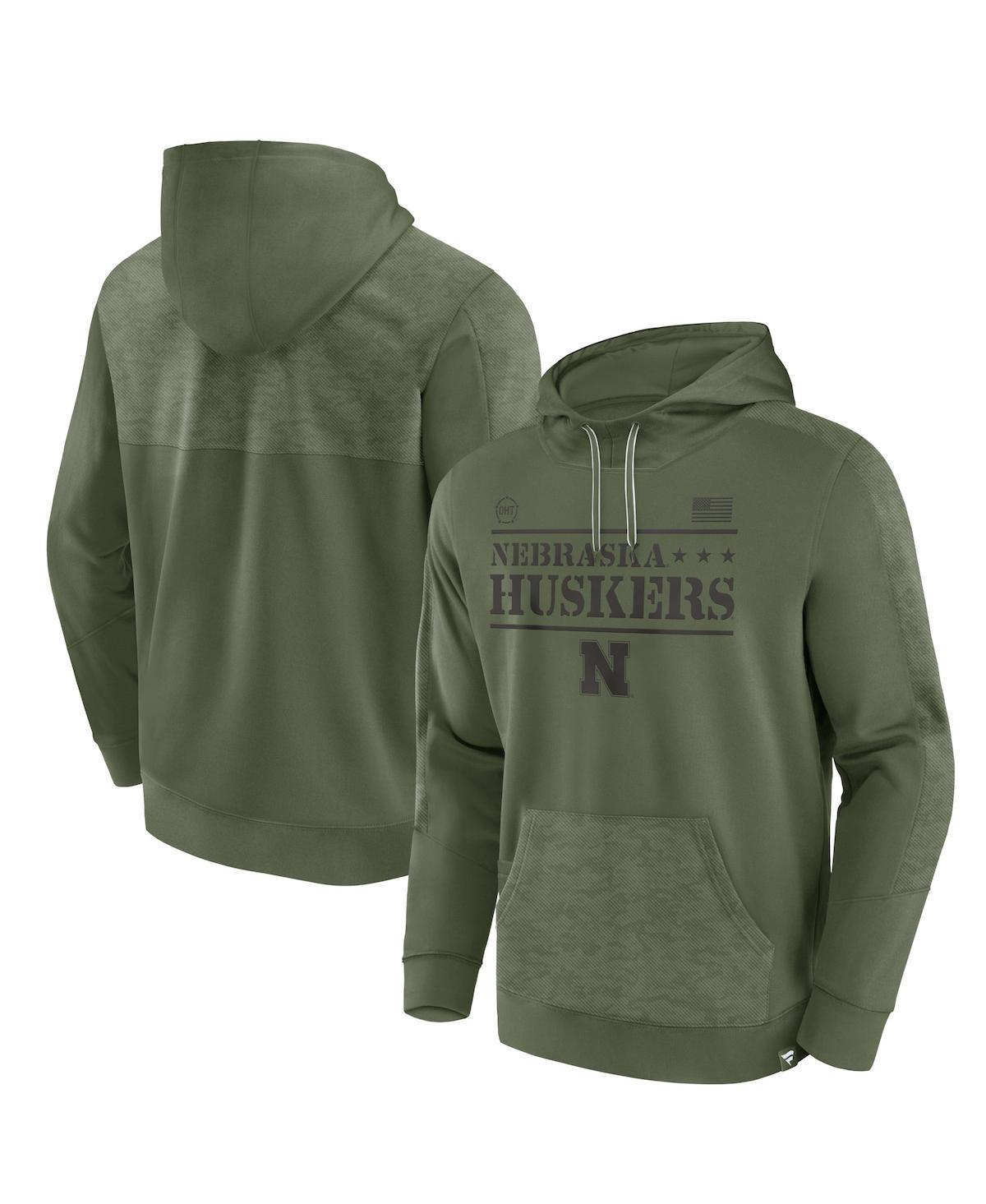 Mens Fanatics Olive Nebraska Huskers Oht Military-Inspired Appreciation Stencil Pullover Hoodie Product Image