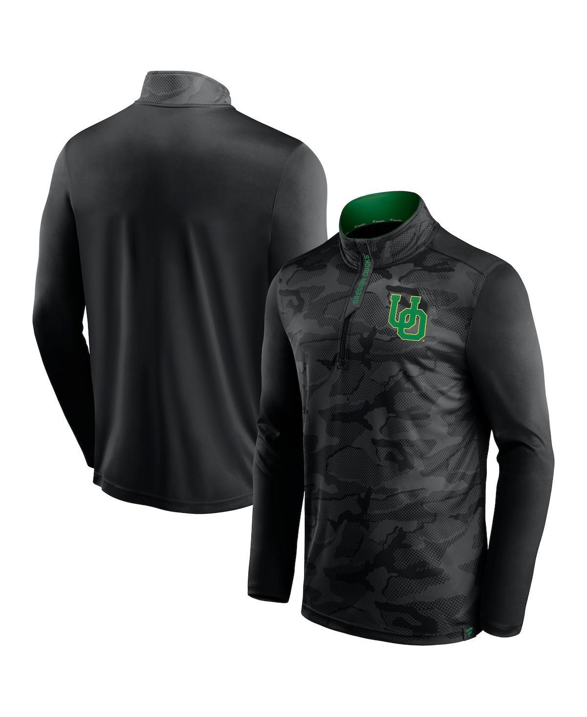 Mens Fanatics Black Oregon Ducks Depth Chart Camo Jacquard Quarter-Zip Jacket Product Image