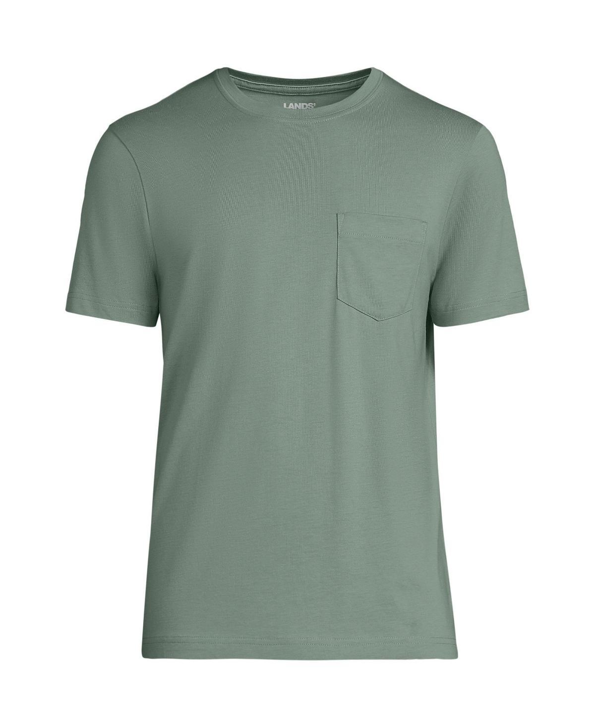 Mens Lands End Supima Pocket Tee Light Gray Grey Product Image