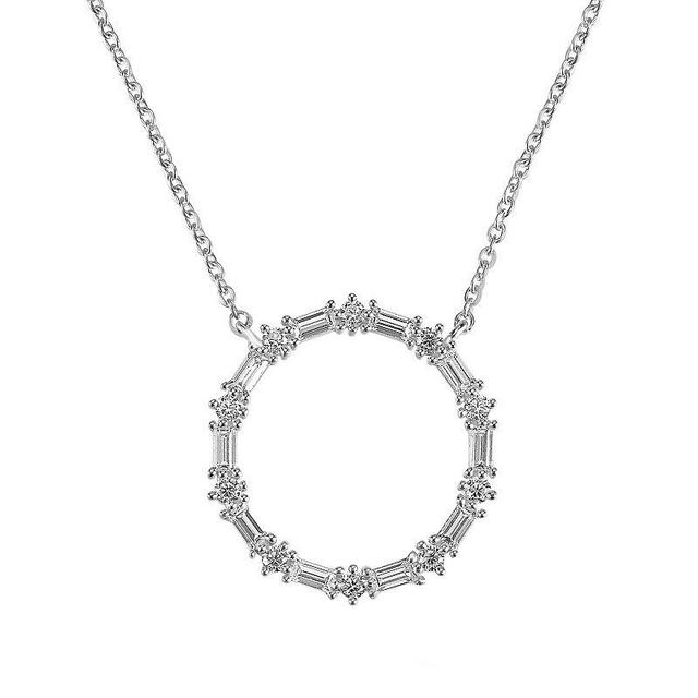 Judy Crowell Sterling Silver Open Circle CZ Necklace, Womens Product Image