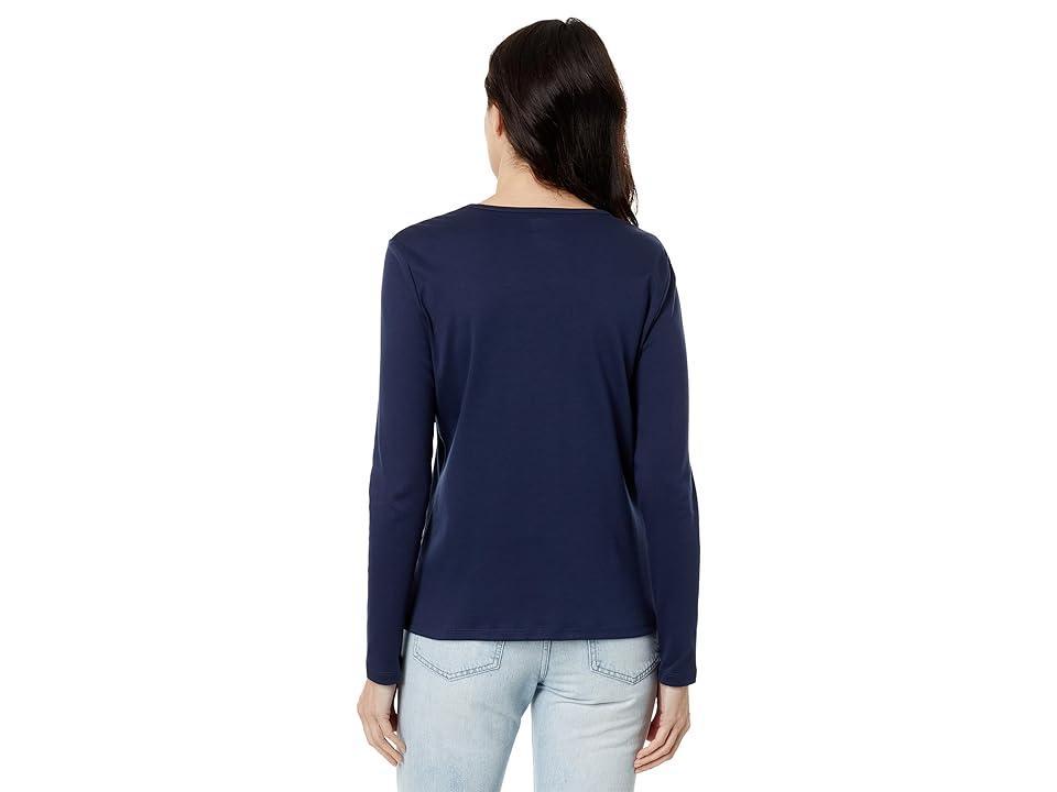 L.L.Bean Pima Crew Neck Long Sleeve (Raven ) Women's Clothing Product Image