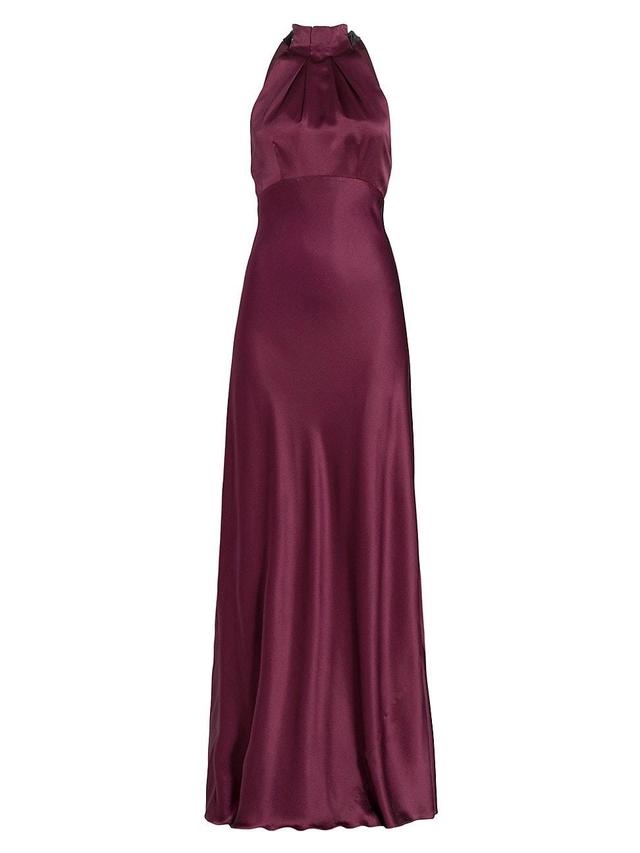 Womens Michelle Halterneck Silk Gown Product Image