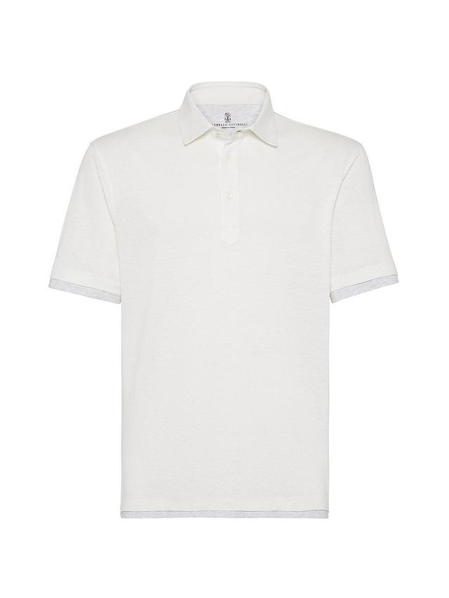 Mens Linen and Cotton Jersey Style Collar Polo Shirt Product Image